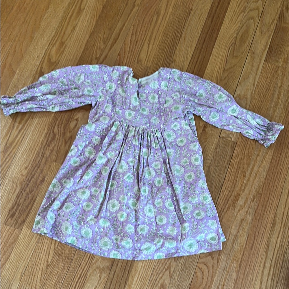 Floral Purple and Green Long Sleeve Dress
